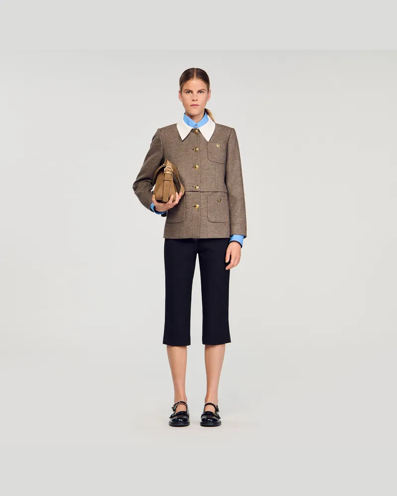 Sandro Blazer mit Hahnentrittmuster Braun
