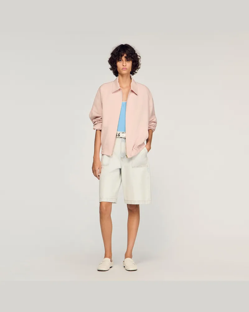Sandro Blouson aus Baumwolle und Leinen Rosa