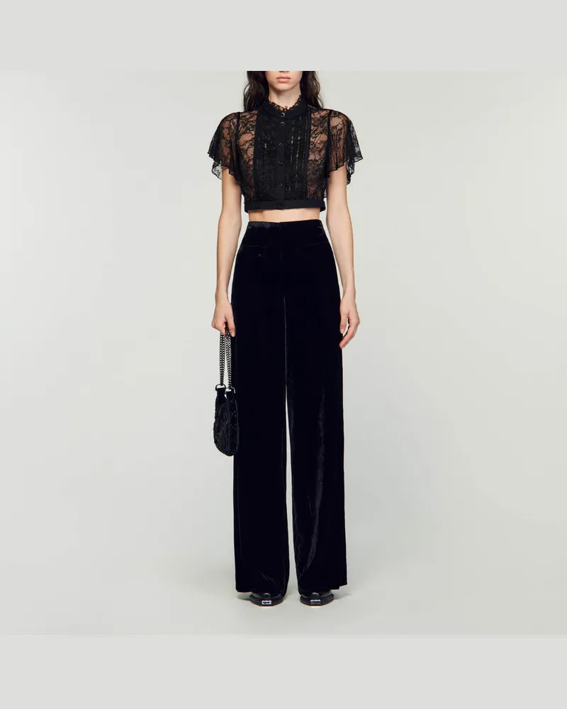 Sandro Weite Samthose Schwarz