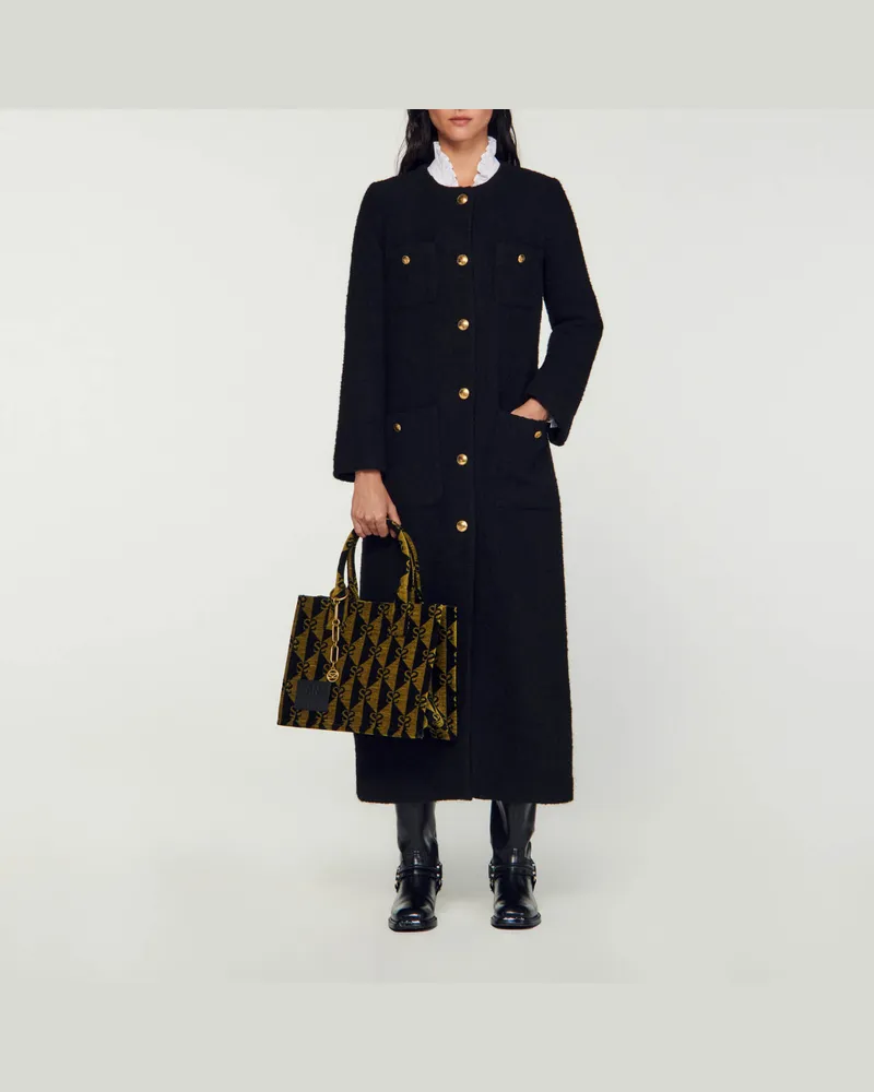 Sandro Langer Mantel Schwarz