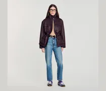 Oversize-Blouson mit Lederkragen