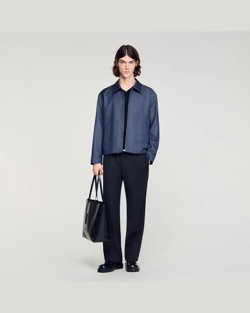 Sandro Zipper-Blouson in Denim-Optik Denim