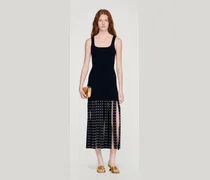 Langes Strickkleid mit Fransen