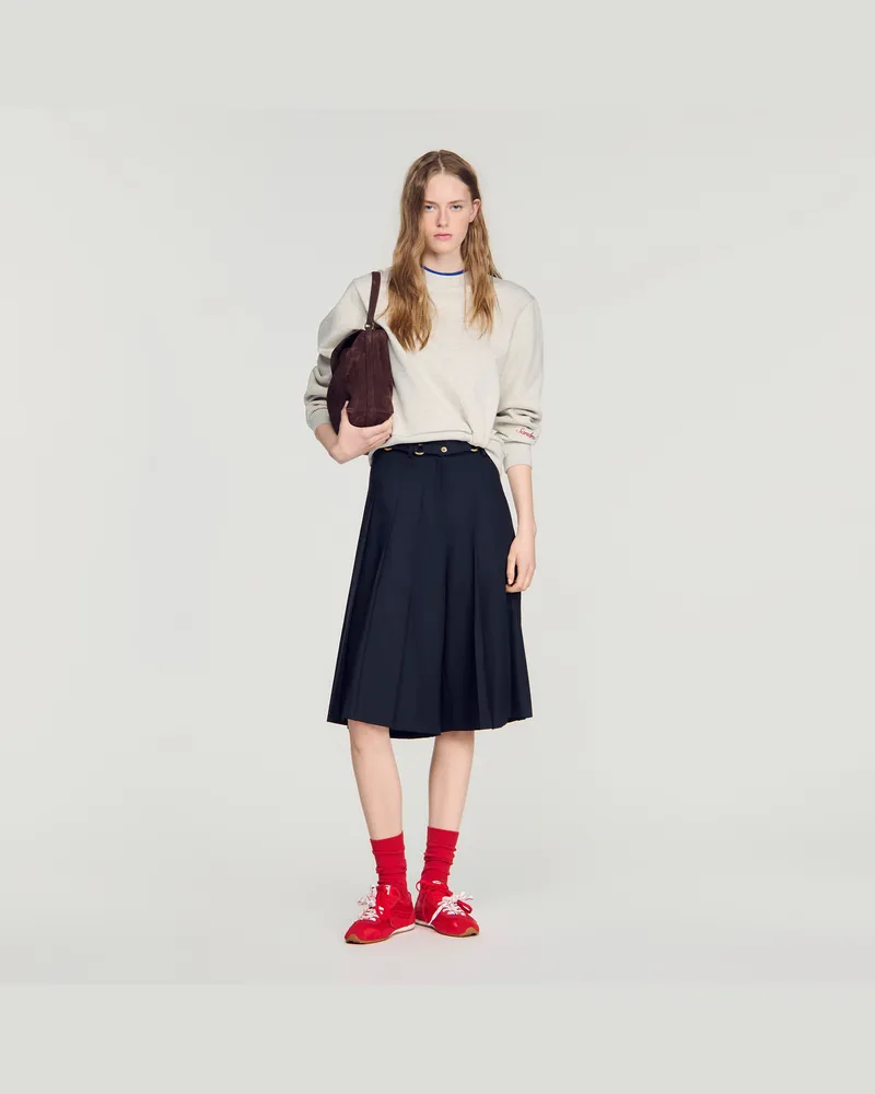 Sandro Lange Wollshorts mit Falten Marine