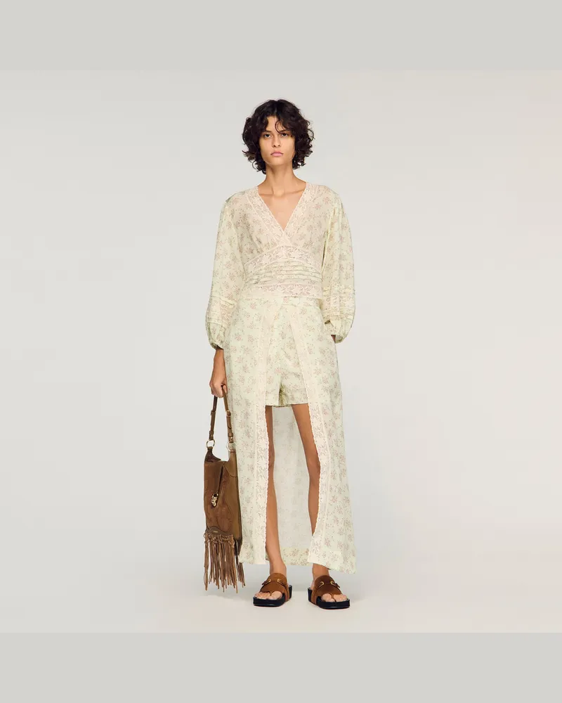 Sandro Kurzes Top mit Blumenprint Rosa