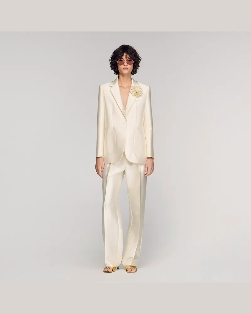 Sandro Satinjacke mit Blumendetail Creme