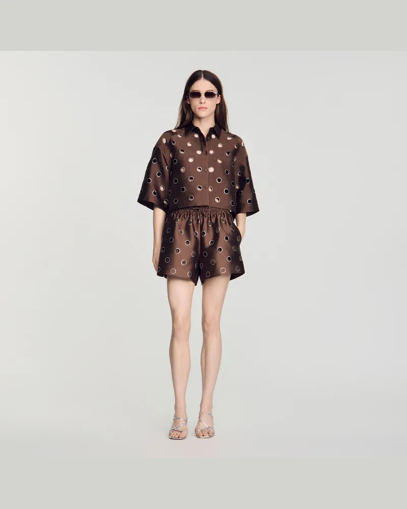 Sandro Shorts mit Löchern und Strass Braun