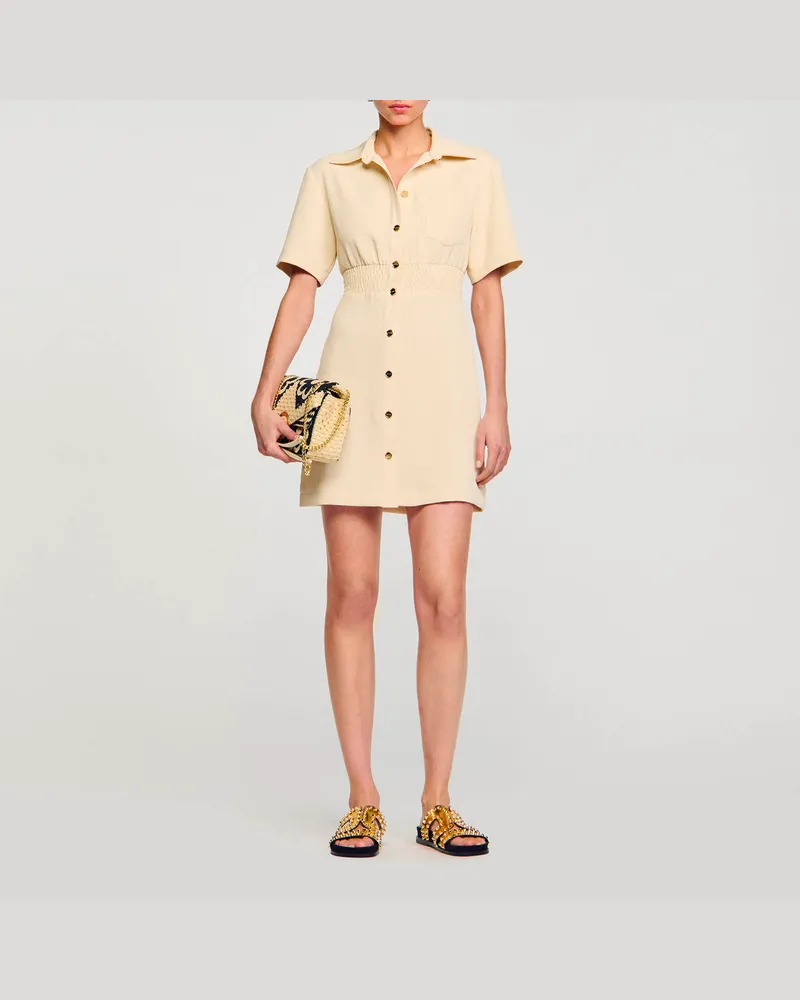 Sandro Kurzes geknöpftes Kleid Beige