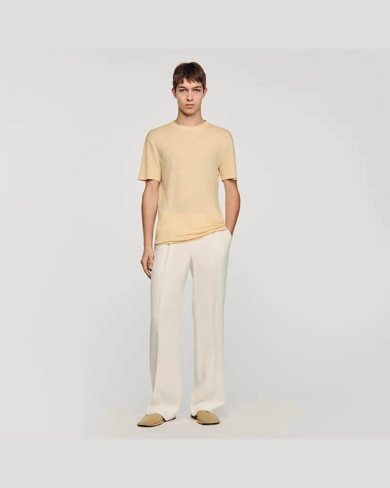 Sandro T-Shirt aus Leinen Butter