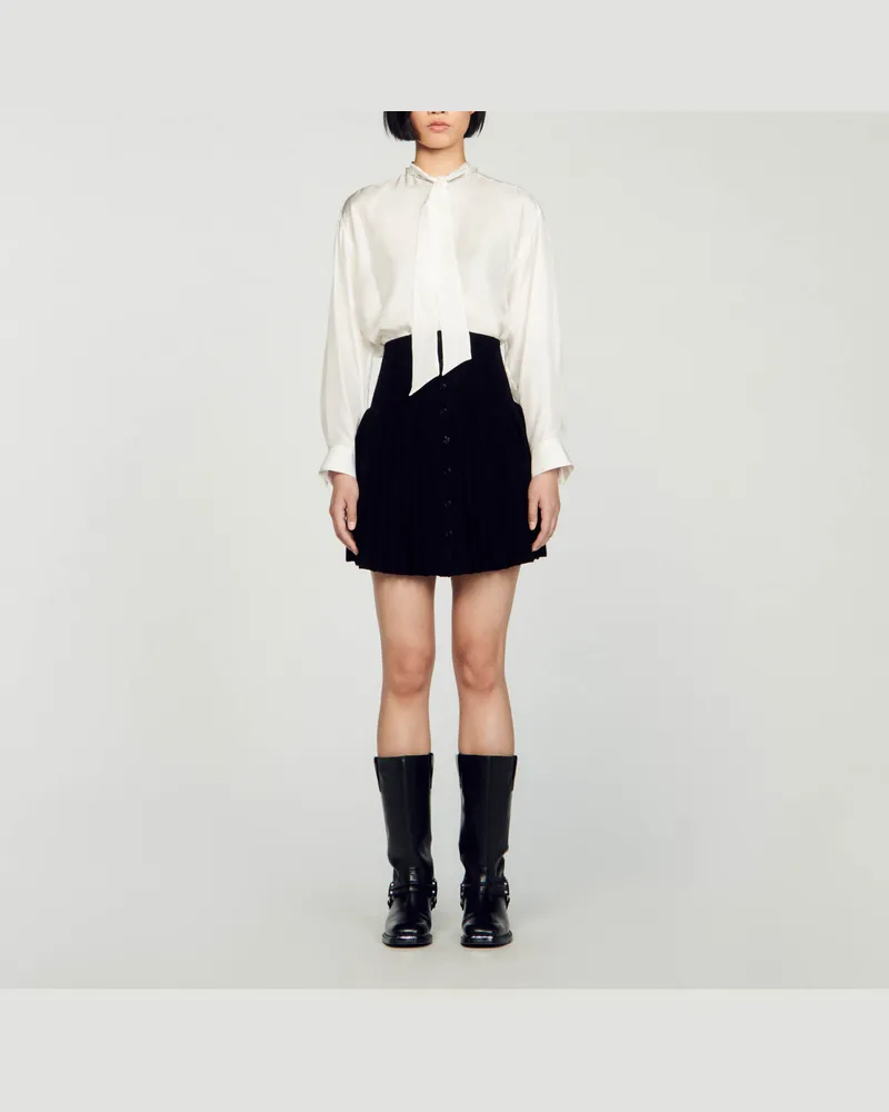 Sandro Kurzer Samtrock Schwarz