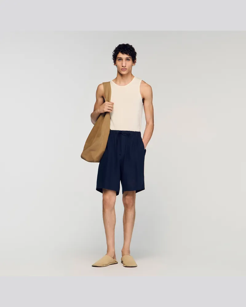Sandro Leinenshorts mit Elastikbund Navy