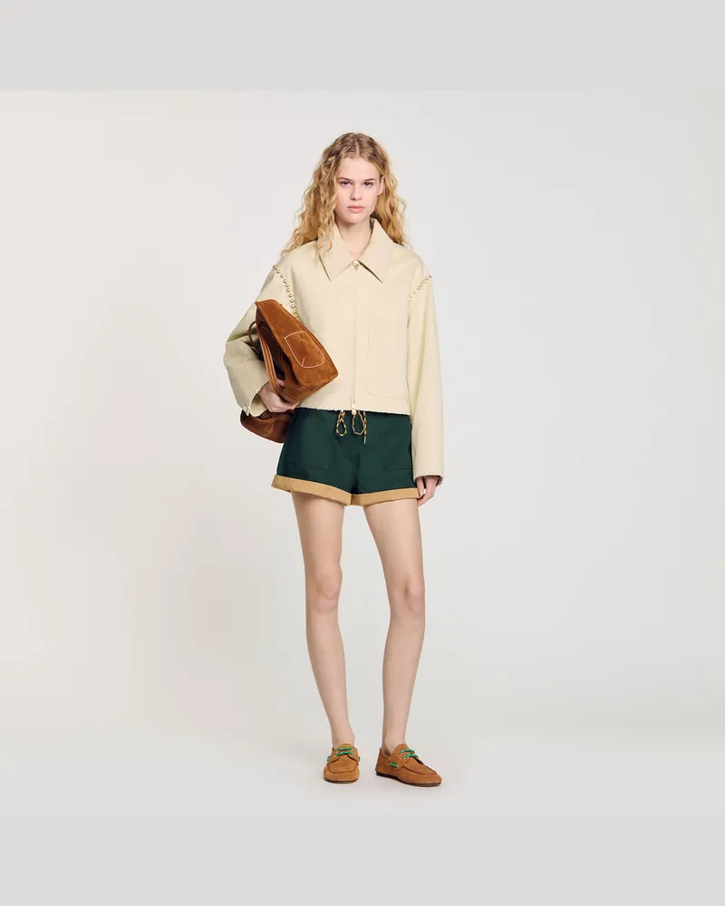 Sandro Blouson mit Perlendetails Beige