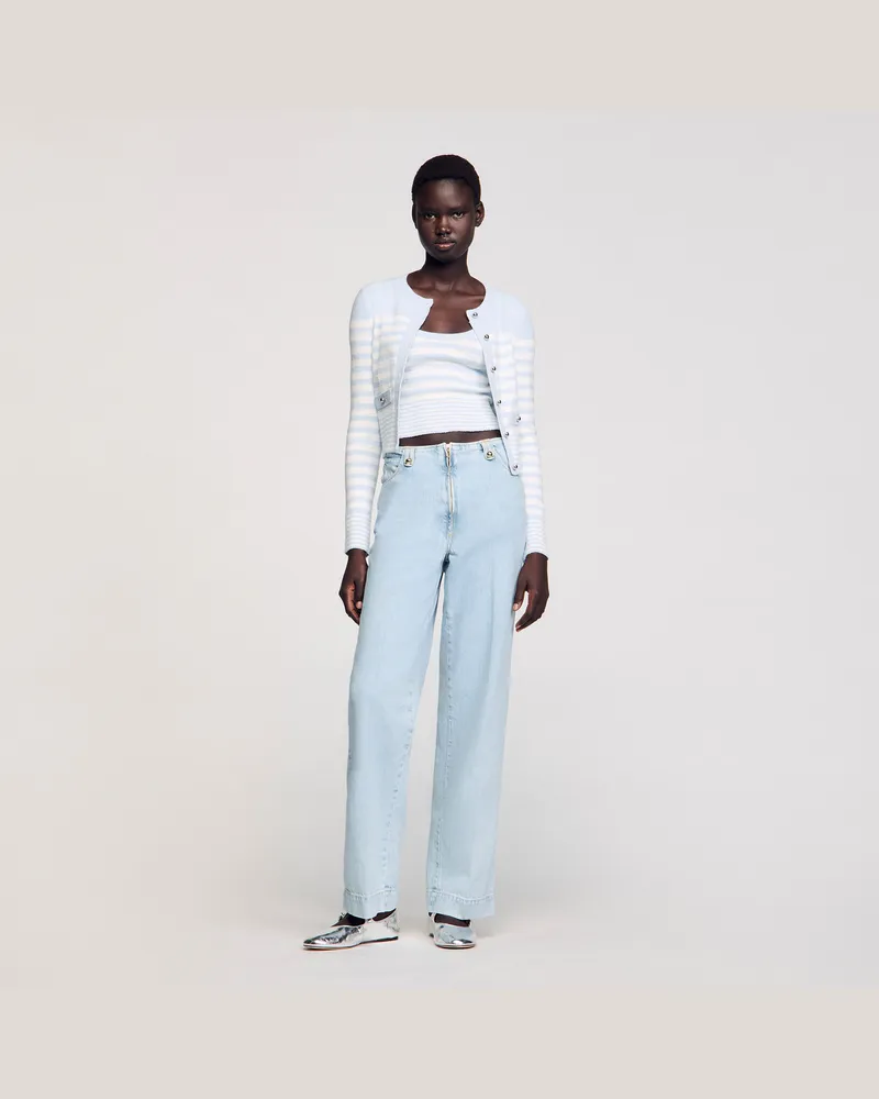 Sandro Weite Jeans aus verwaschenem Denim Jeansblau