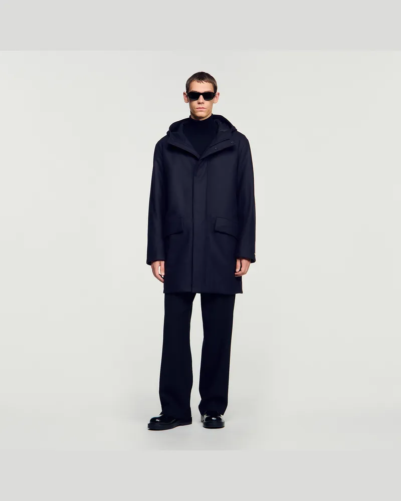 Sandro Parka aus Wolle und Kaschmir Marine