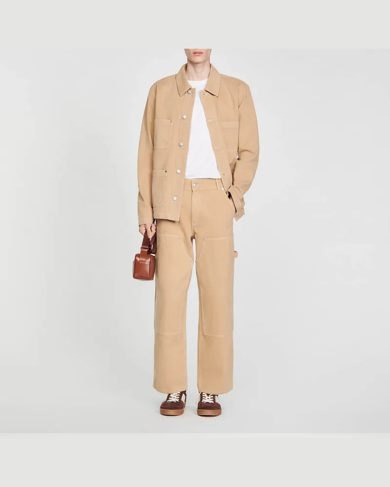 Sandro Carpenter-Hose aus Baumwollgewebe Beige