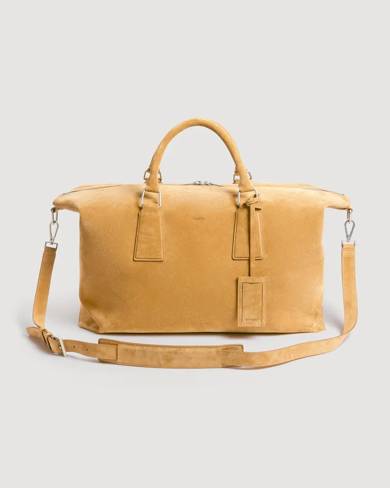 Sandro Wochenendtasche aus Spaltleder Kamel