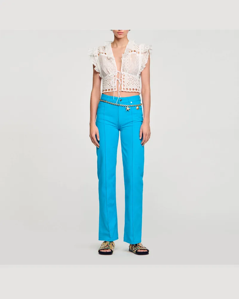 Sandro Kurzes Top mit Volants Weiß