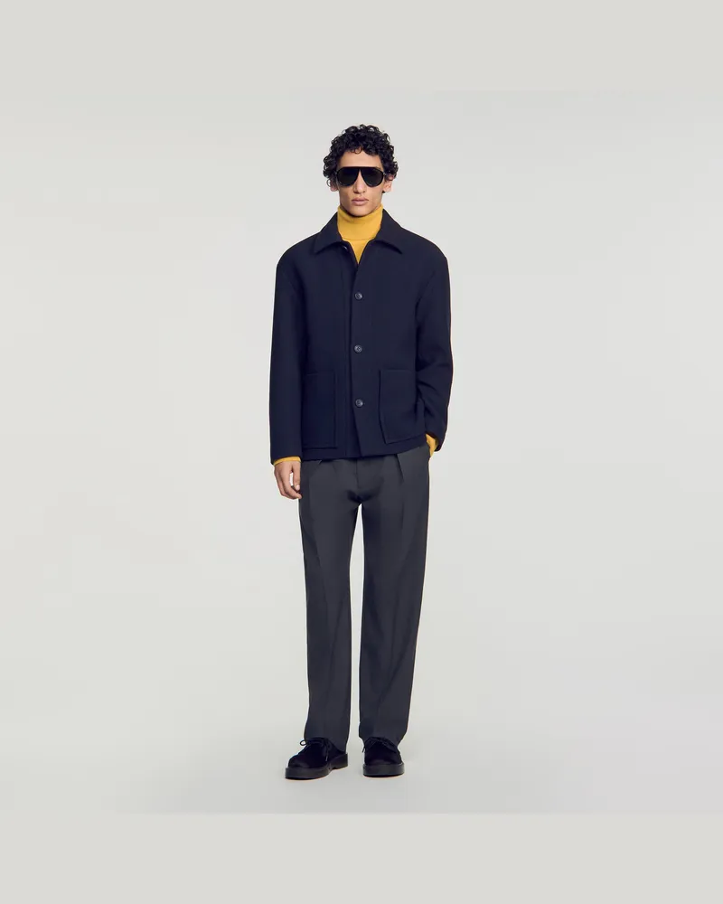 Sandro Worker-Blouson aus Wolle Midnight