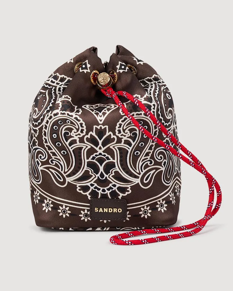 Sandro Beuteltasche mit Bandana-Print Braun