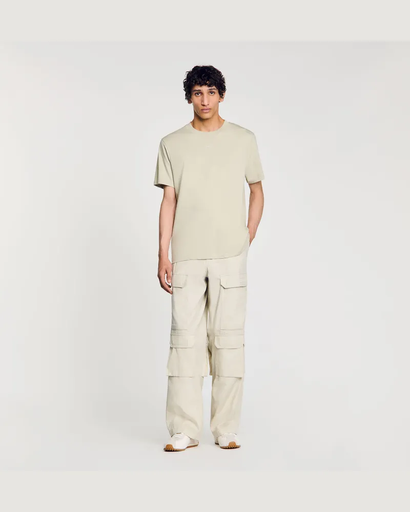 Sandro Logo-T-Shirt aus Baumwolle Kaki