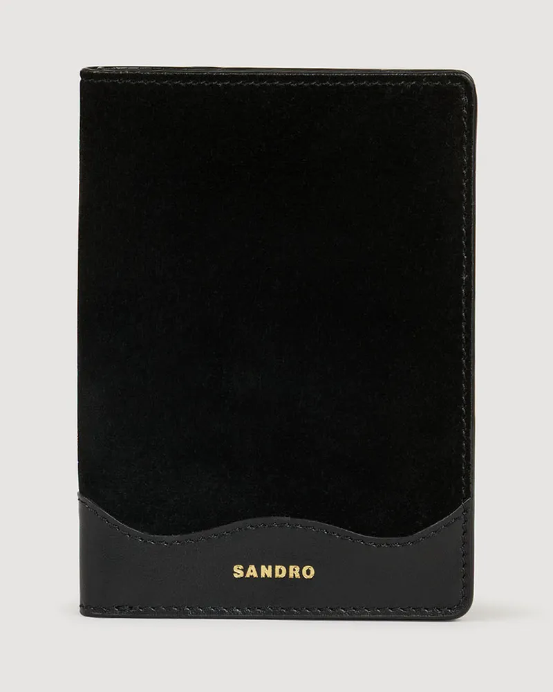 Sandro Passhülle aus Leder und Velours Schwarz
