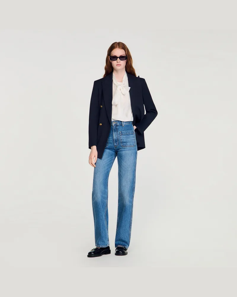 Sandro Verwaschene Flared Jeans Jeansblau