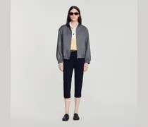 Oversize-Blouson mit Lederkragen