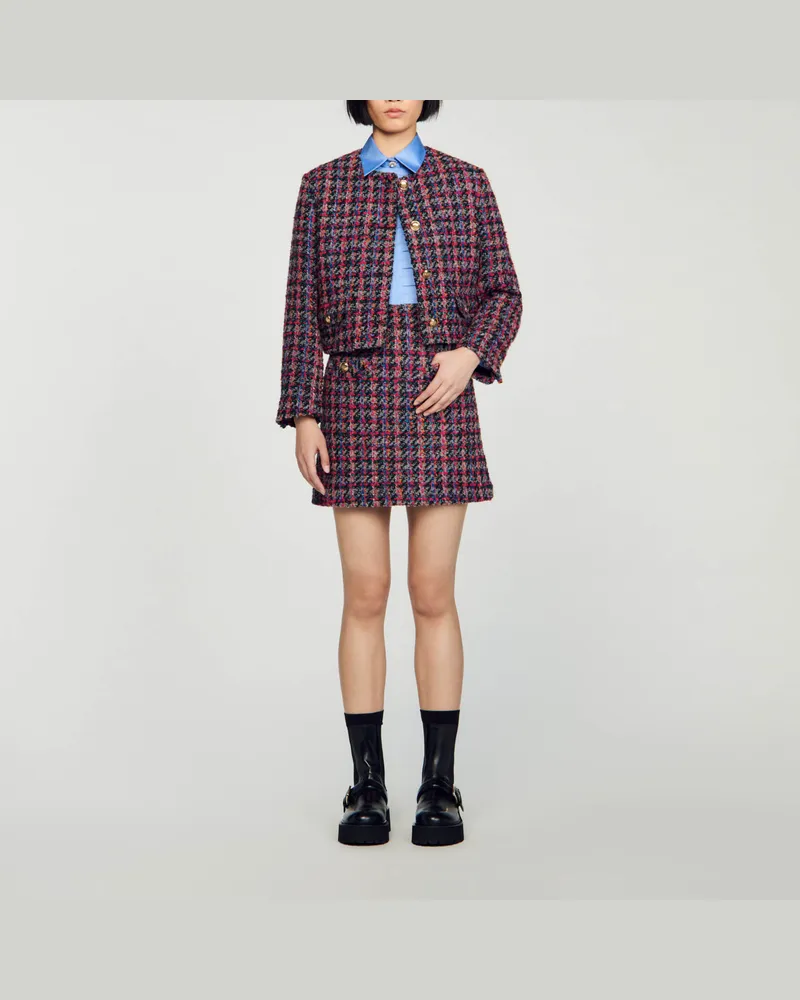 Sandro Kurzer Tweed-Rock Grau