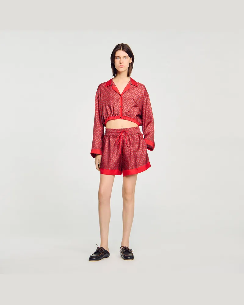 Sandro Shorts mit Tuch-Print Rouge