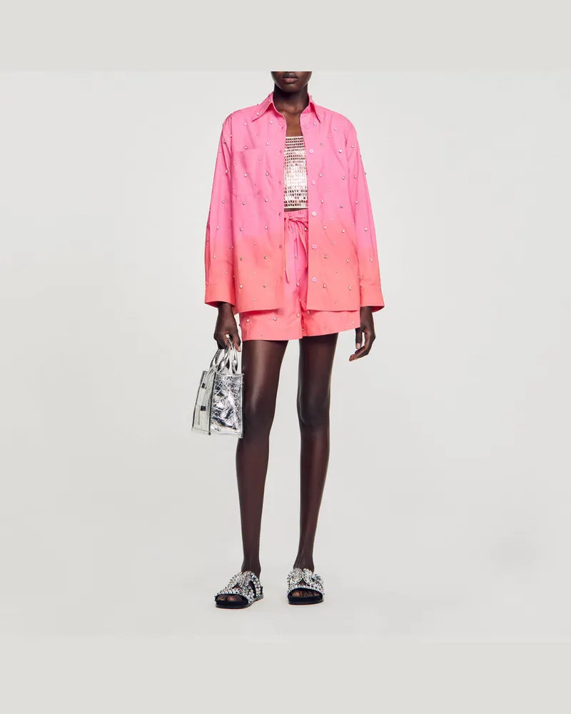 Sandro Dip-Dye-Hemdbluse mit Strassbesatz Rose