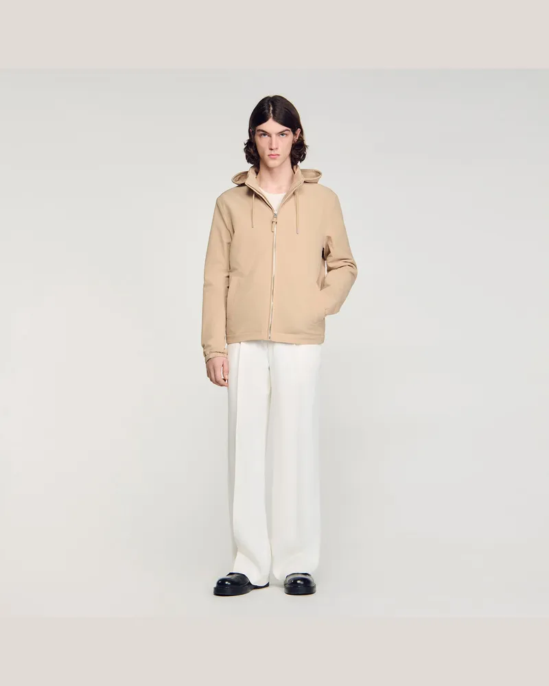Sandro Kapuzenjacke mit Reißverschluss Sand
