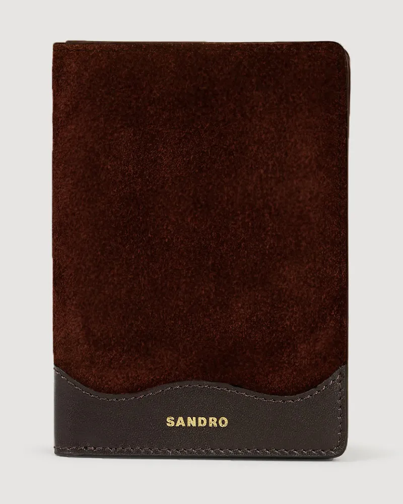 Sandro Passhülle aus Leder und Velours Mahogany