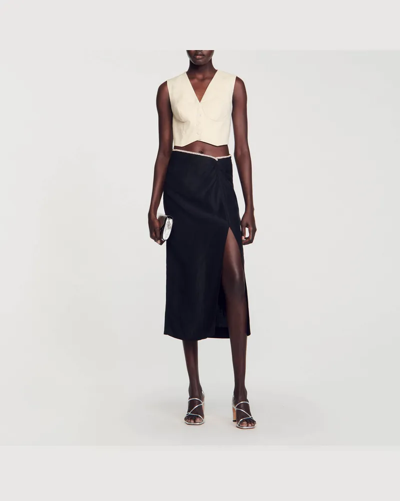 Sandro Rock mit Schlitz und Strass Schwarz