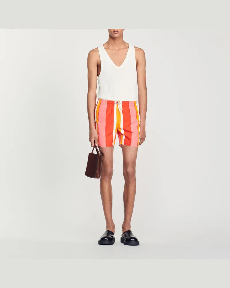 Sandro Badehose mit Streifenprint Rot