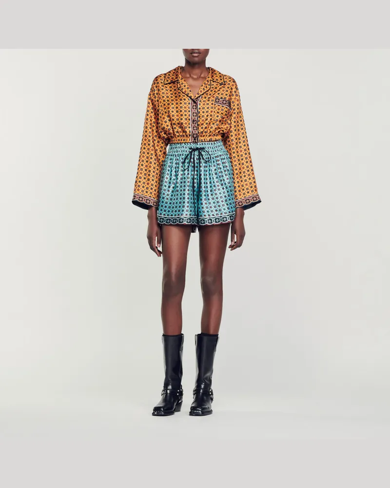 Sandro Kurze Hemdbluse mit Print Schwarz