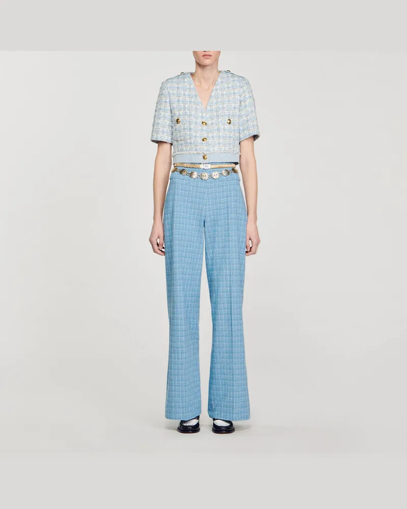 Sandro Weite Tweedhose Blau