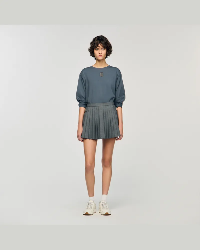 Sandro T-Shirt mit Stickerei Grau