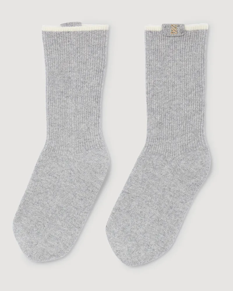 Sandro Zweifarbige hohe Socken Grau