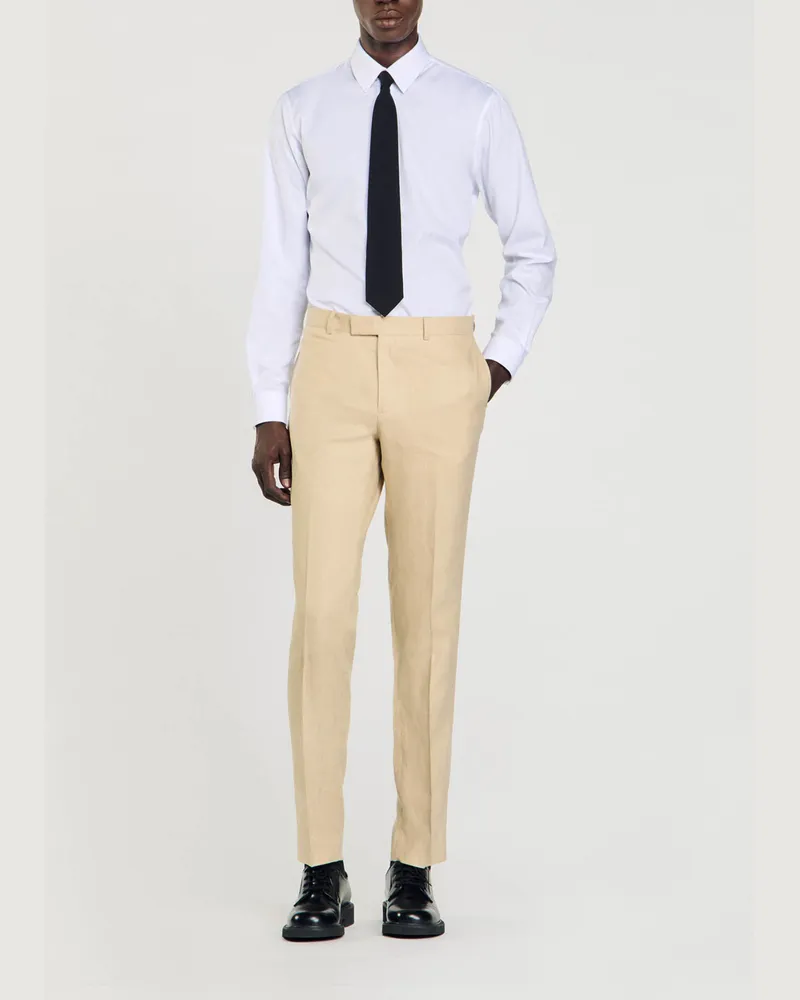 Sandro Hose aus Leinen Hellbeige