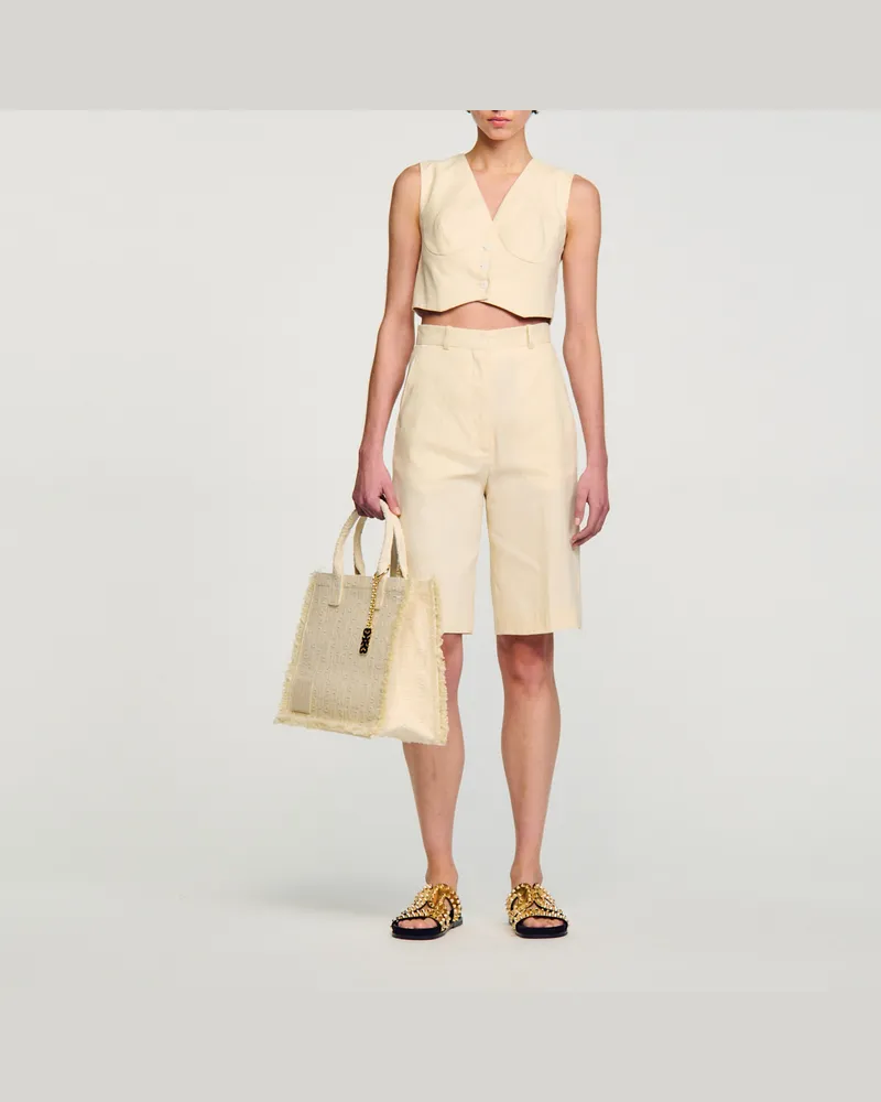 Sandro Weste aus Leinenmischgewebe Ecru