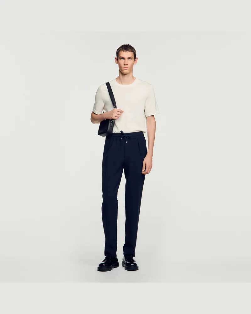 Sandro Gerade Hose mit Gummizug Marine