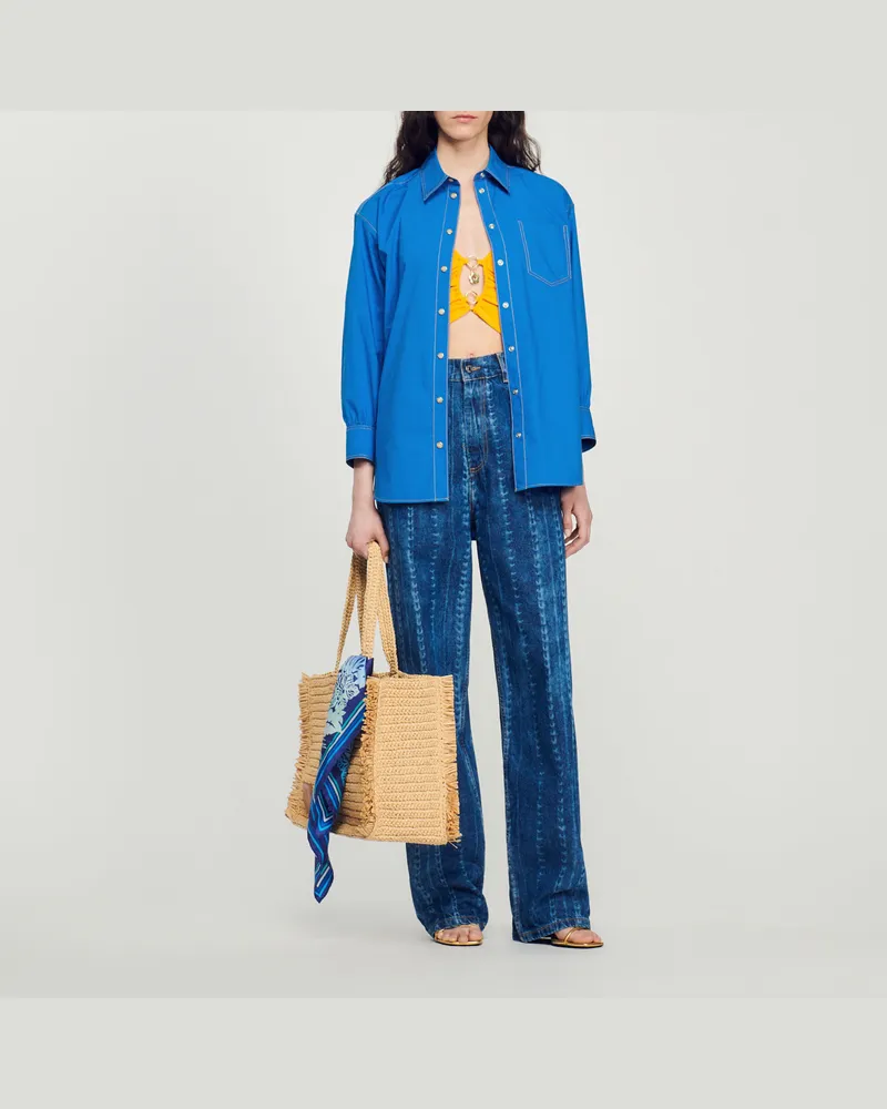 Sandro Hemdbluse mit Ziernahtdetails Elektroblau