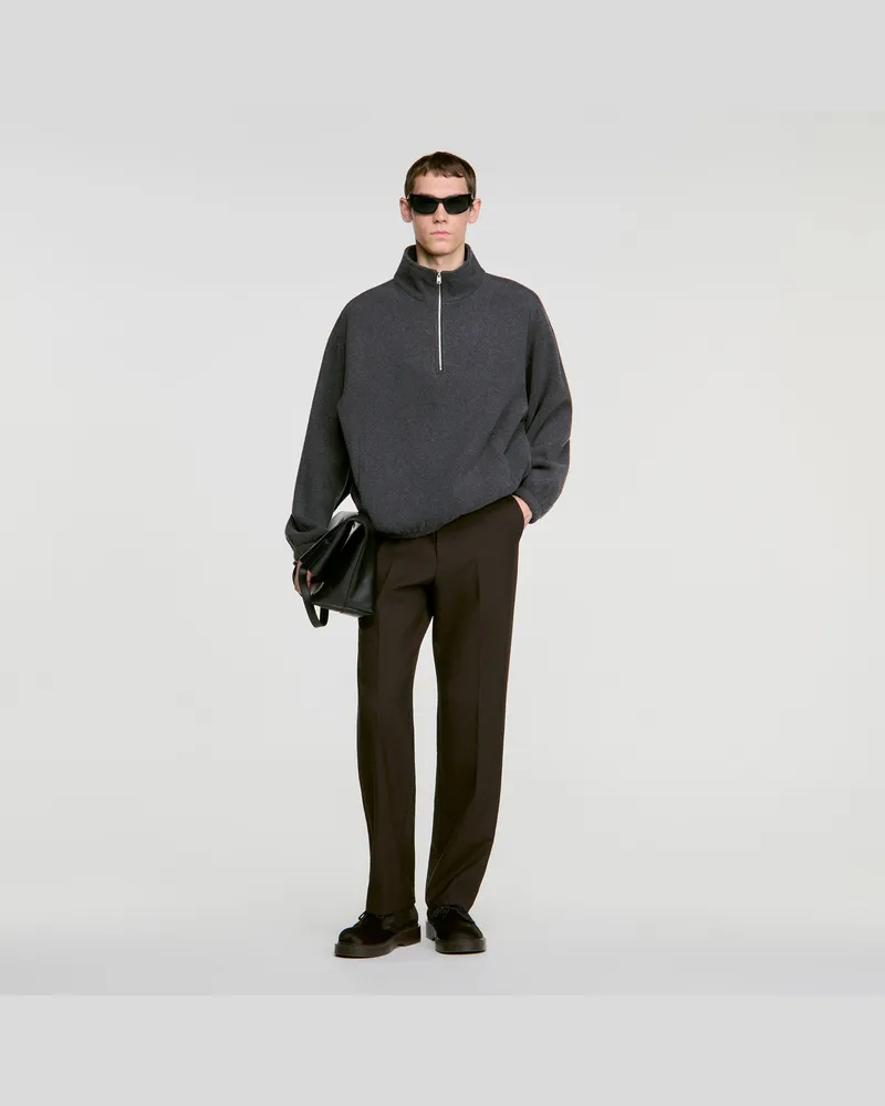 Sandro Sweatshirt mit Zip-Stehkragen Dark