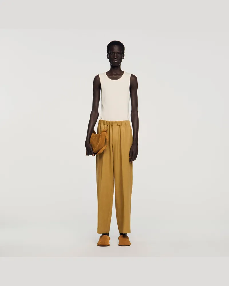 Sandro Weite elastische Leinenhose Noix