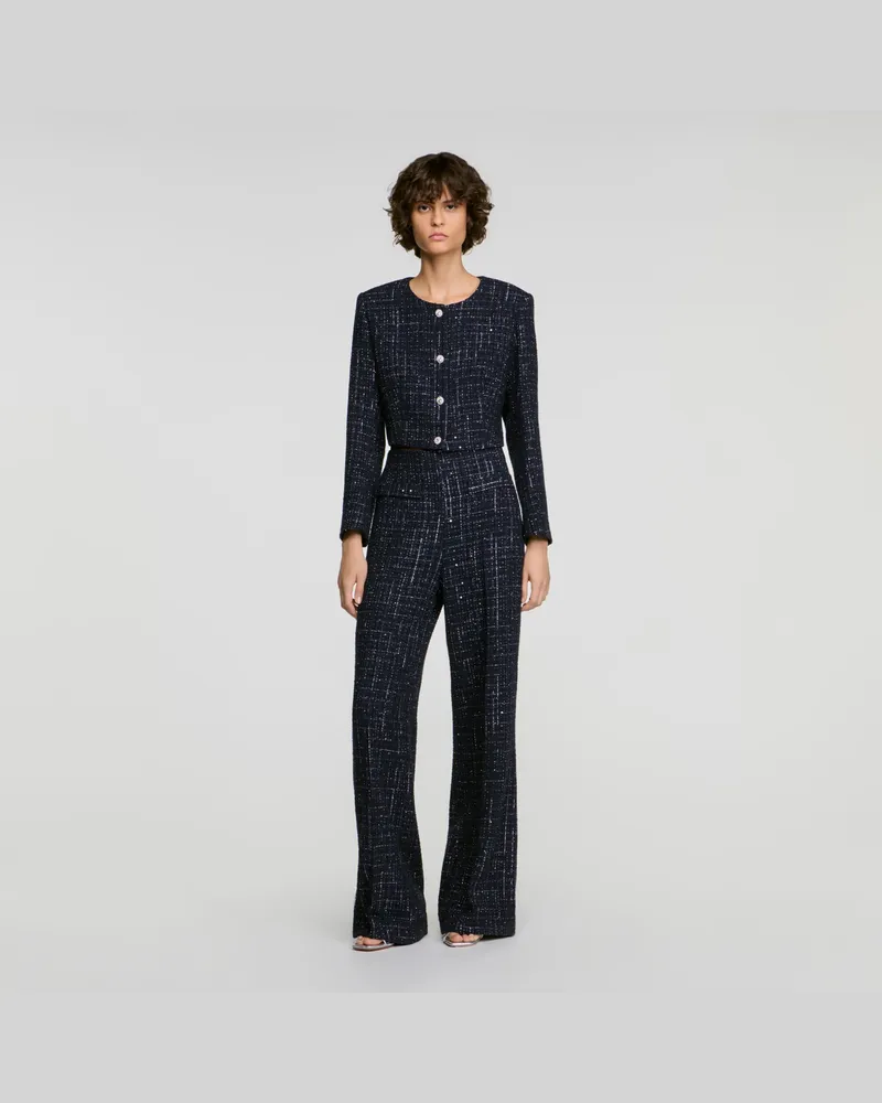 Sandro Fantasie-Tweedhose Blau