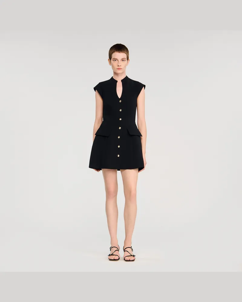 Sandro Kurzes Strickkleid Schwarz