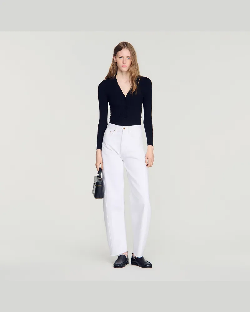 Sandro Cardigan mit Spitzeneinsatz Schwarz