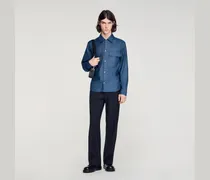 Baumwoll-Leinenhemd in Denim-Look