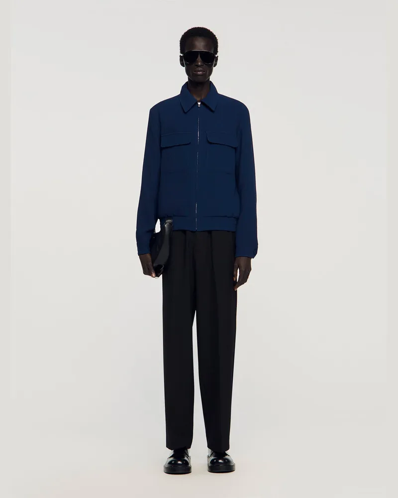 Sandro Texturierter Blouson Bleu