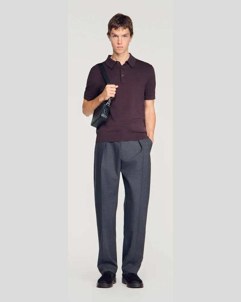 Sandro Poloshirt aus Baumwolle und Seide Schokolade